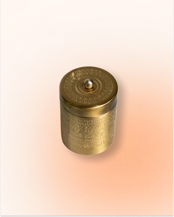 Traditional Brass Spice Container with Engraving