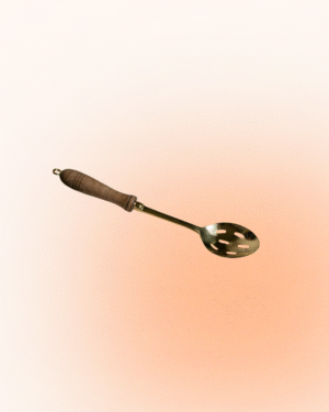 Brass Perforated Spoon with Wooden Handle
