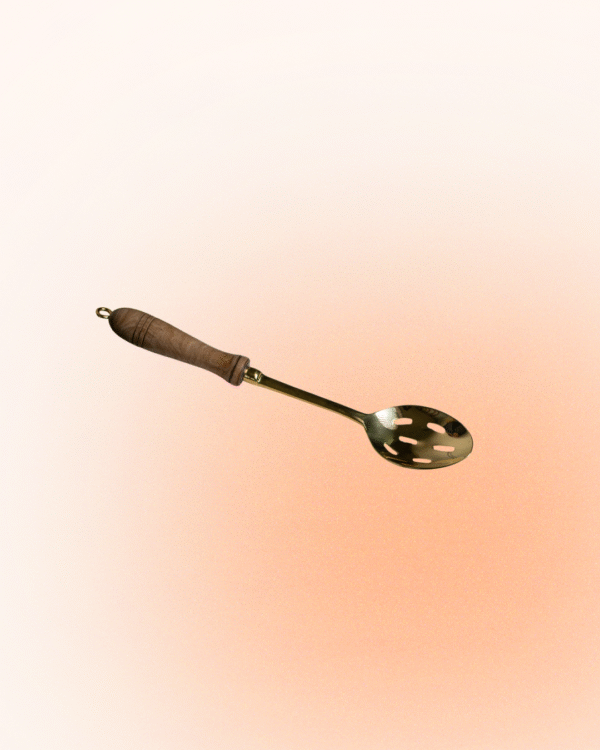 Brass Perforated Spoon with Wooden Handle